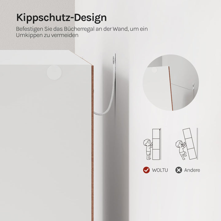 Bücherregal mit 4 Türen 8 Fächer Raumteiler 60x120x30 cm Weiss - Bild 5