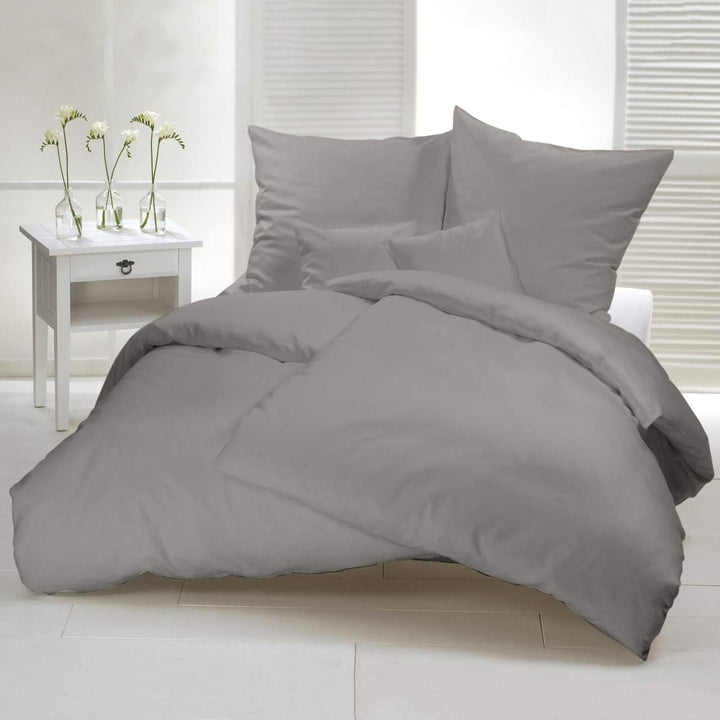 Mako-Satin Bettwäsche 4-teilig 135x200 cm Taupe Baumwolle - Bild 2
