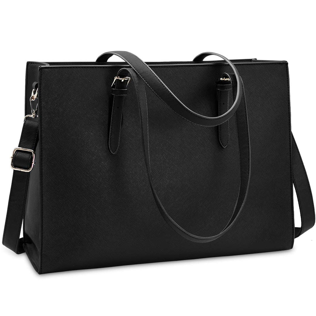 Laptoptasche Damen Schwarz PU-Leder 15,6 Zoll Shopper Business - Bild 8