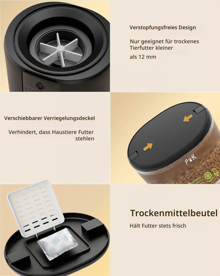 Futterautomat Katze mit HD-Kamera 4L Edelstahlnapf WLAN App - Bild 8