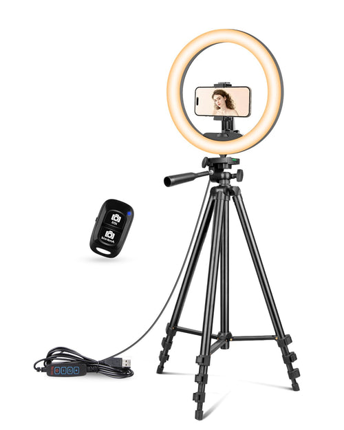 Ringlicht 12 Zoll mit Stativ 50 Zoll, 3 Lichtfarben, 30 Stufen