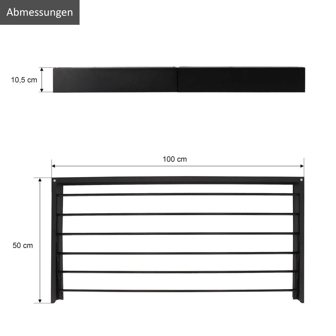 Wäscheständer Wand ausziehbar Aluminium 6m Trockenlänge schwarz - Bild 4
