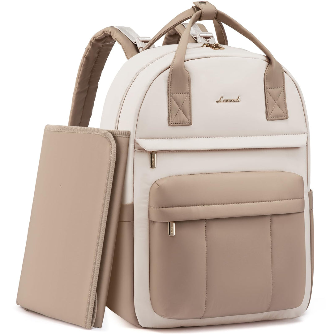 Wickelrucksack Baumwolle mit Wickelauflage &amp; Kinderwagengurte 30x42cm