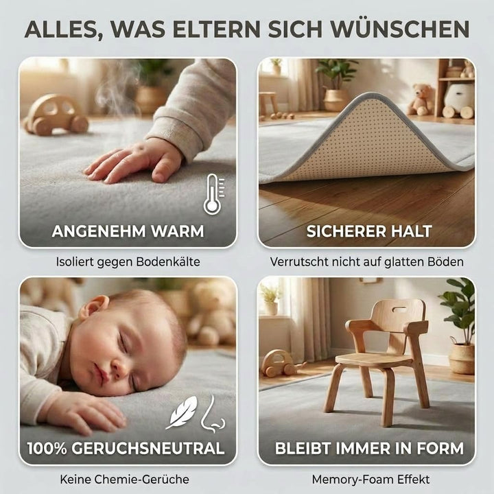 Krabbelmatte Baby Schaumstoff 180x200cm 3cm Dick Rutschfest Grau - Bild 10