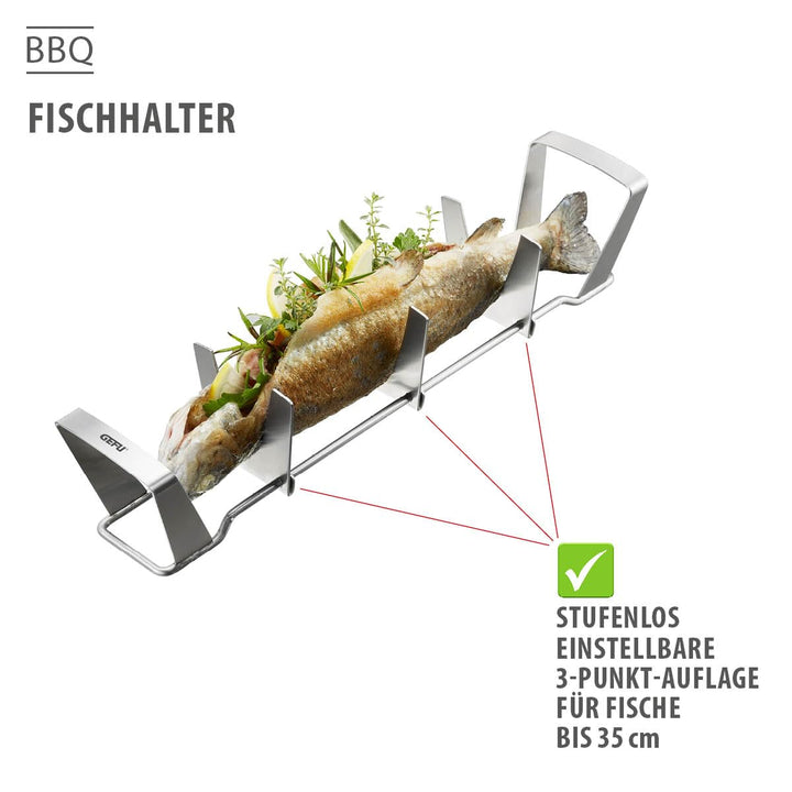 Fischhalter Grill Edelstahl stufenlos verstellbar für Ganz-Fisch bis 35cm - Bild 4