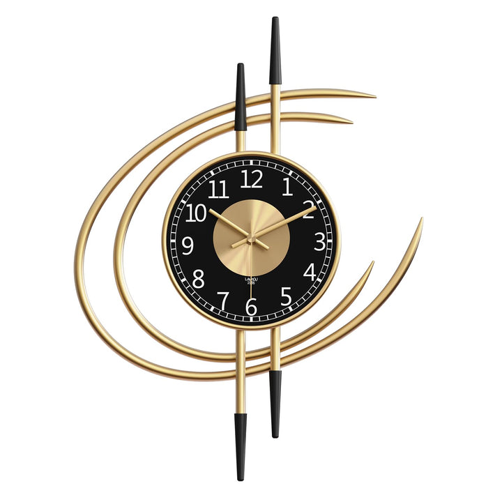 Wanduhr Metall 54x41cm Gold-Schwarz Modern Lautlos für Wohnzimmer