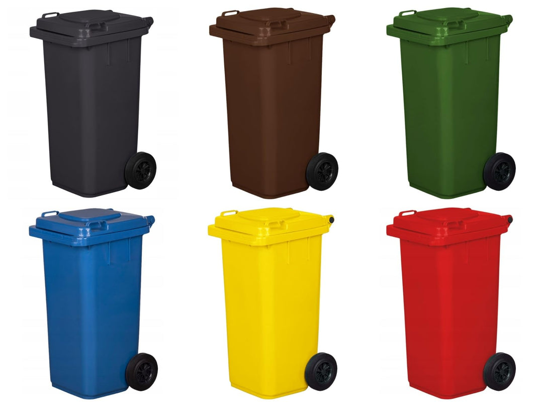 Mülltonne 120 Liter HDPE Anthrazit mit Klappdeckel und Rädern - Bild 9