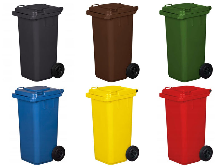 Mülltonne 120 Liter HDPE Anthrazit mit Klappdeckel und Rädern - Bild 9