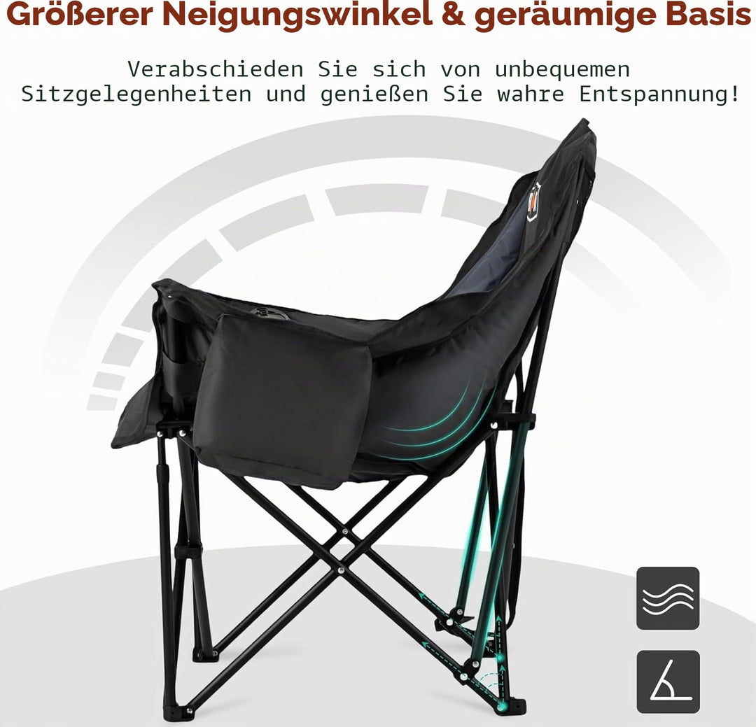 Campingstuhl XXL klappbar gepolstert mit Kühltasche 204 kg - Bild 5