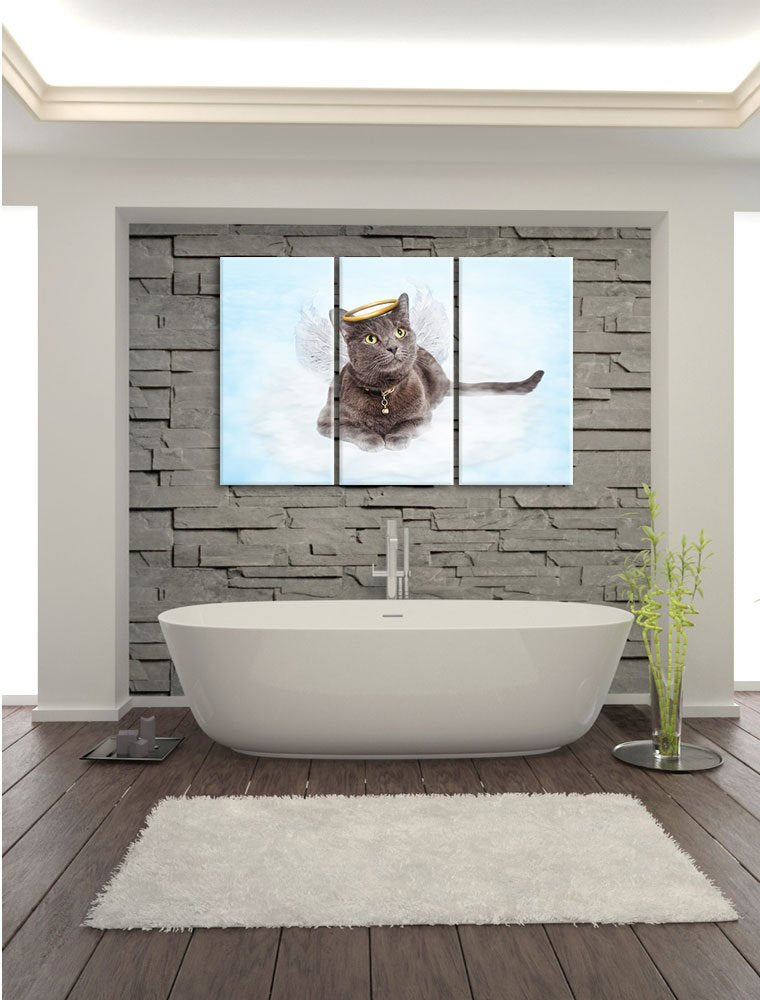 Leinwandbild 3-teilig Katzen-Engel auf Wolke 120x80 cm - Bild 6