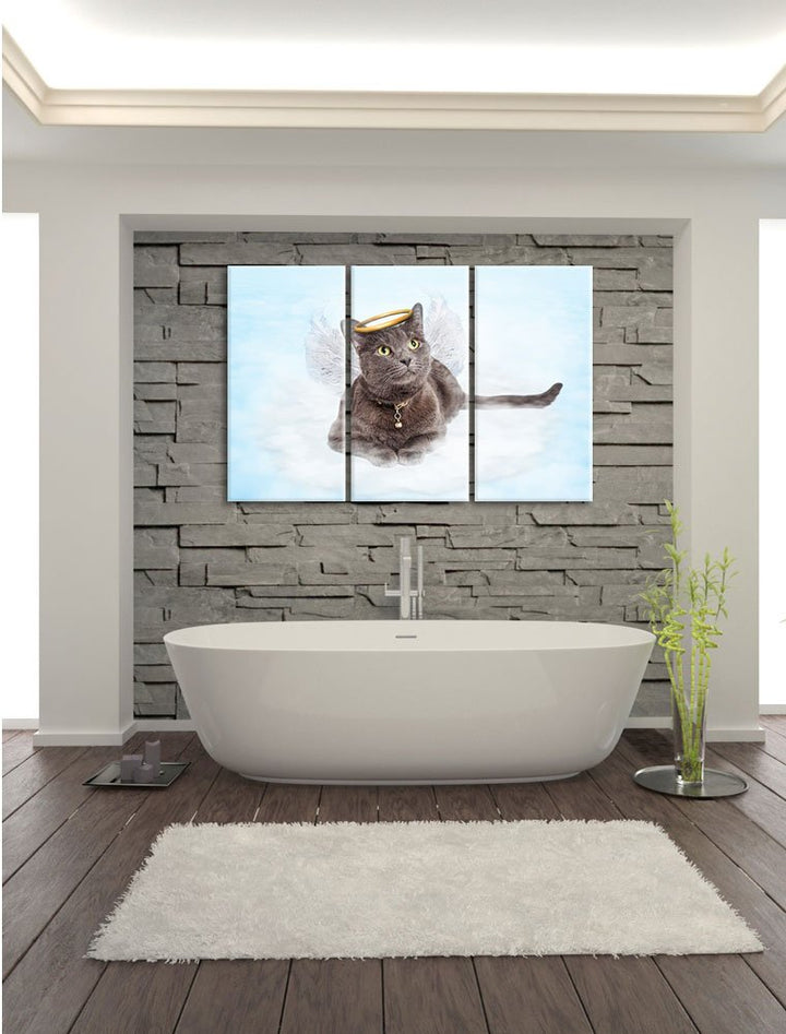 Leinwandbild 3-teilig Katzen-Engel auf Wolke 120x80 cm - Bild 6