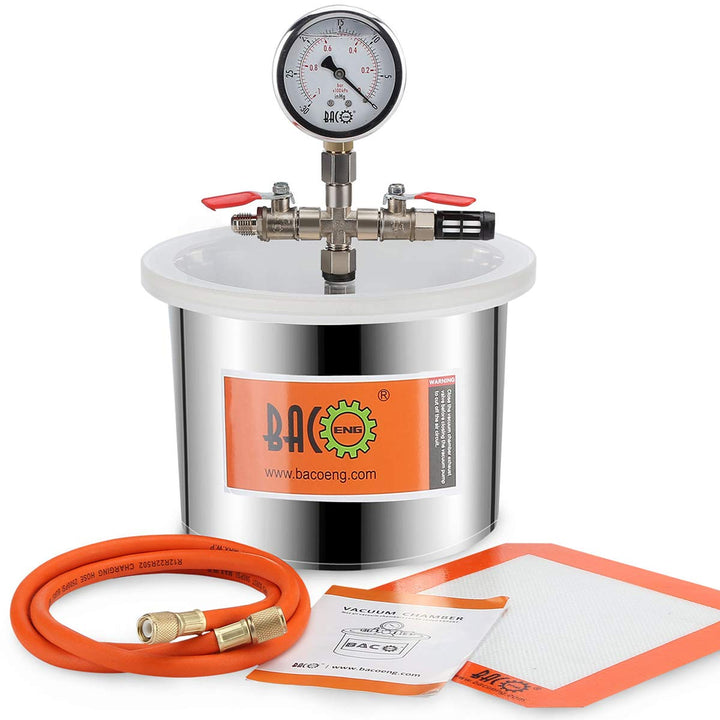 Vakuumkammer Edelstahl 6,8 L mit Manometer und Silikonmatte