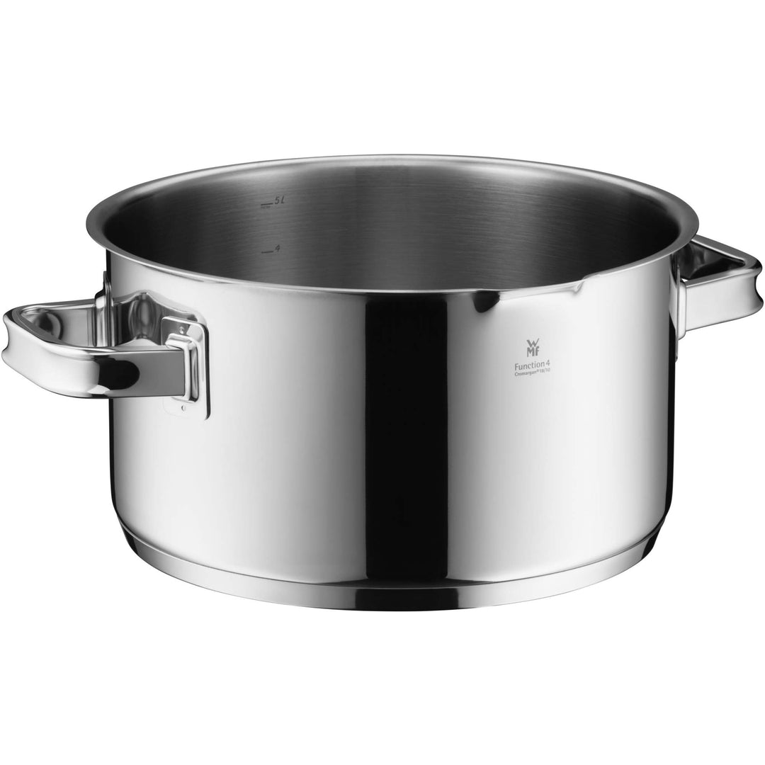 Topfset Induktion 5-teilig Edelstahl poliert mit 4-Funktion-Glasdeckel