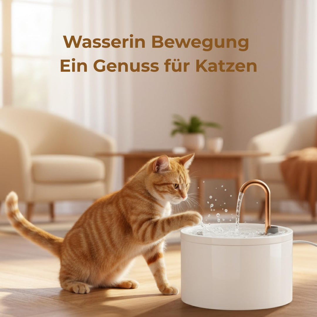 Katzenbrunnen Keramik 2,1 L mit Doppelfilter, leise, Weiss - Bild 5