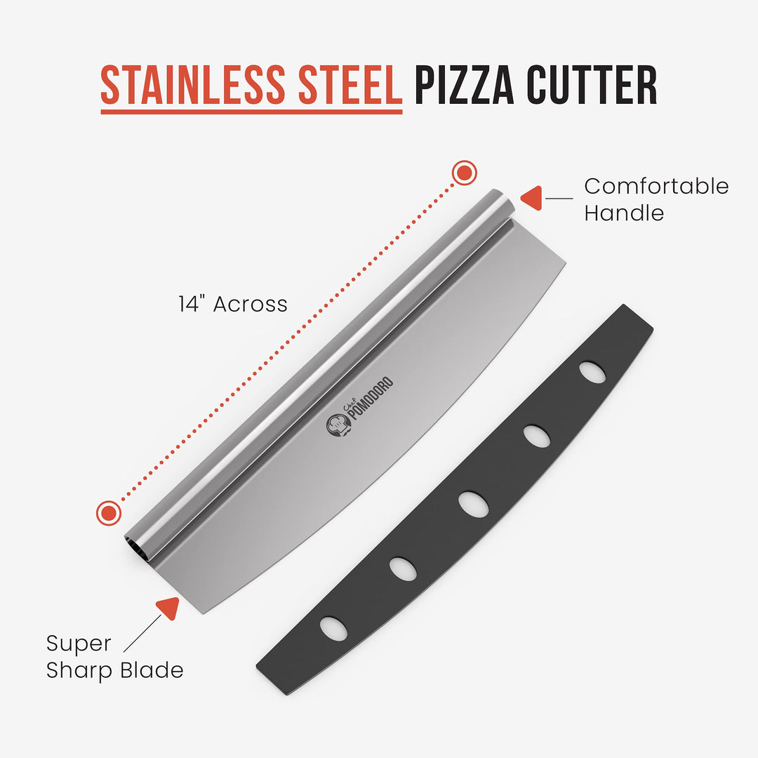 Pizza-Set Aluminium Schieber &amp; Wiegemesser 2-teilig für Pizzastein - Bild 6