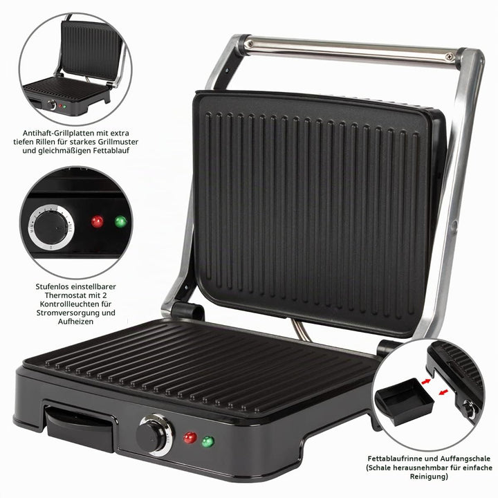 Kontaktgrill 2000W beidseitig antihaftbeschichtet 29,5x23,5cm - Bild 4