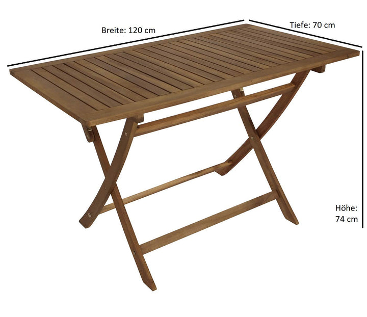 Klapptisch Garten Akazienholz geölt 120x70cm rechteckig FSC - Bild 2