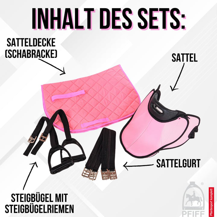 Kindersattelset für Shetty und Holzpferd rosa Komplettset - Bild 4