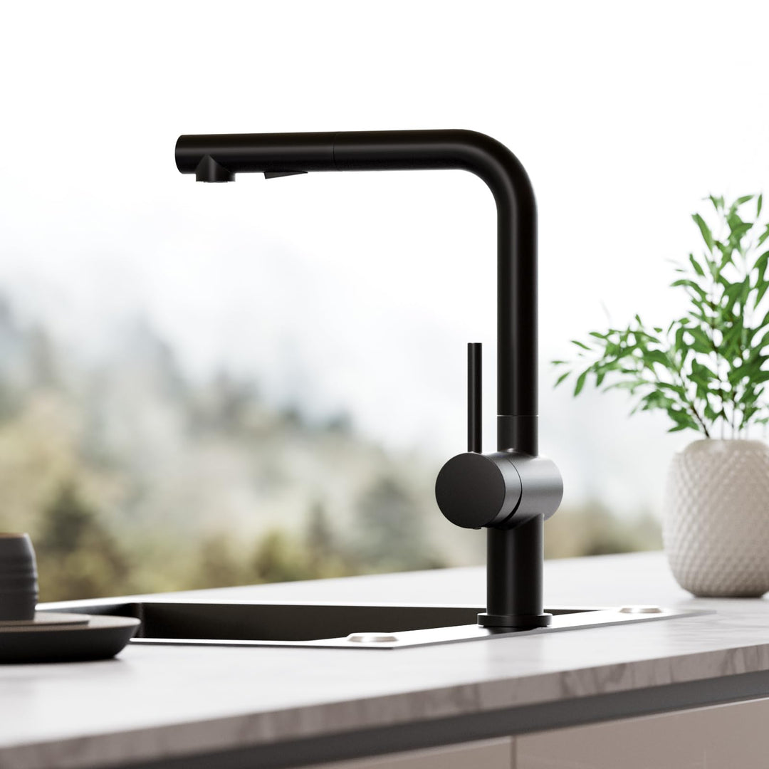 Küchenarmatur ausziehbar 40cm Schwarz Edelstahl 360° schwenkbar - Bild 9