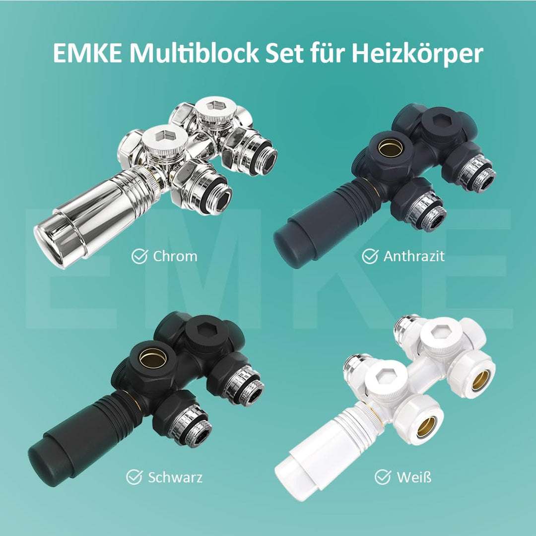Heizkörper Multiblock Mittelanschluss Messing G1/2" für Ø15 &amp; 16mm - Bild 6