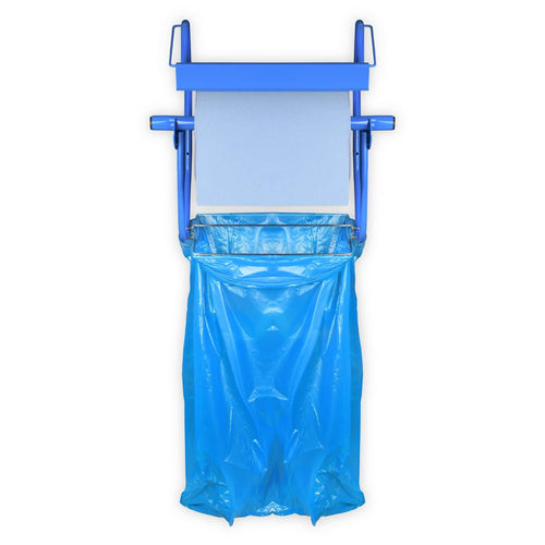 Wandhalter Putztuchrolle mit Müllsackhalterung Stahl blau 40 cm