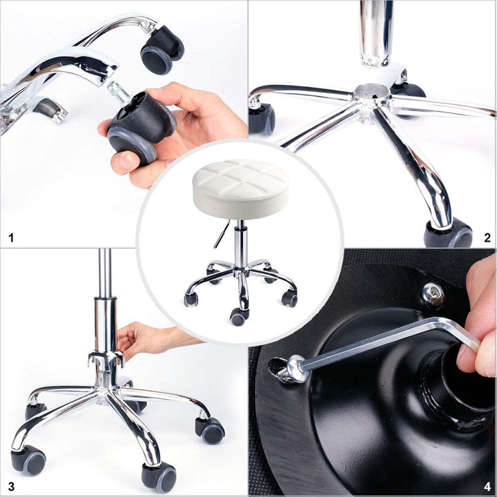 Rollhocker höhenverstellbar rund Kunststoff Weiß Ø35cm - Bild 6