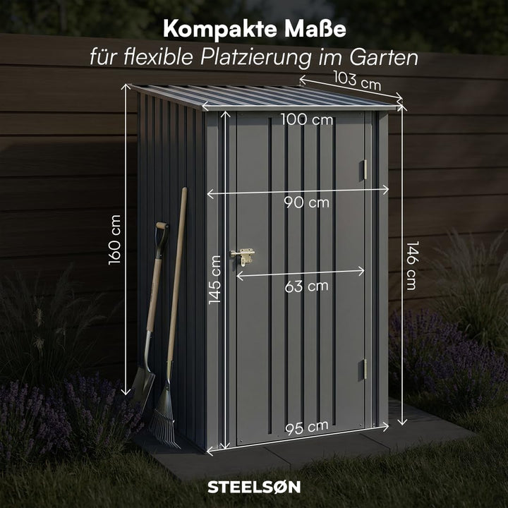 Gerätehaus Metall Pultdach Anthrazit 103x100x160 cm Garten - Bild 7