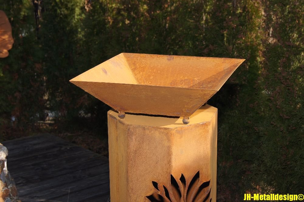 Gartenstele Edelrost 8-Eckig mit Schale 116 cm Metall Gartendeko - Bild 4