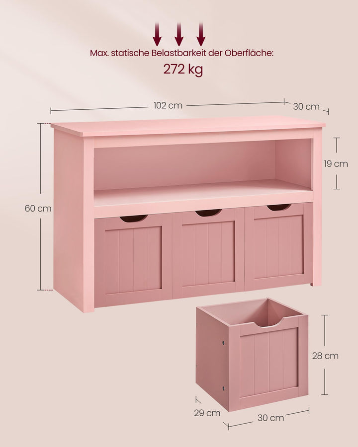 Kinderregal mit Rollen 3 Schubladen MDF 60 cm Spielzeugaufbewahrung - Bild 5