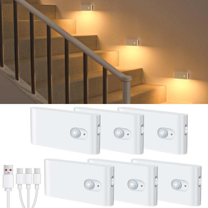 LED Nachtlicht mit Bewegungsmelder kabellos warmweiss 6er-Set