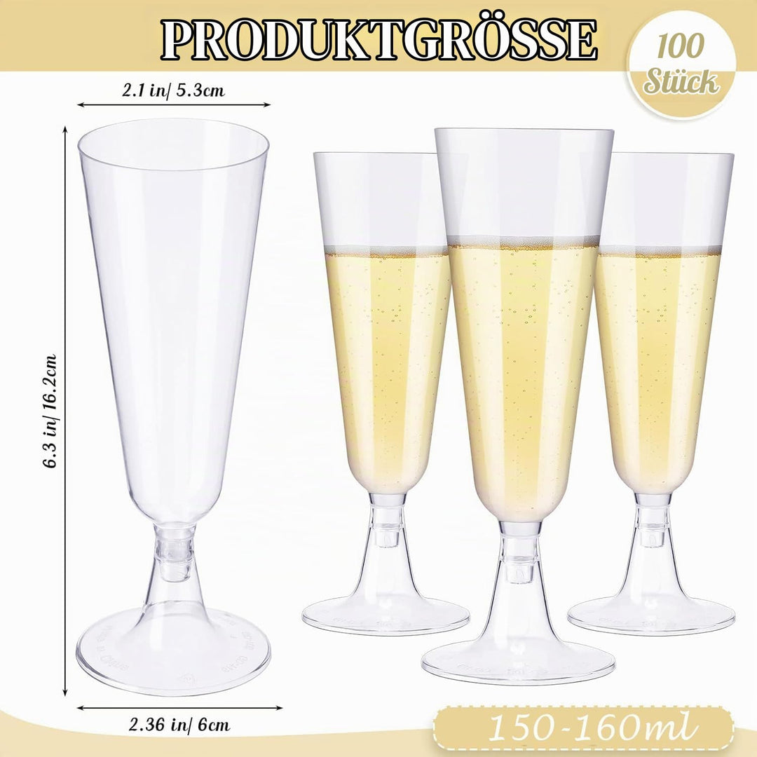 Sektgläser Kunststoff 150 ml 100 Stück transparent wiederverwendbar - Bild 2