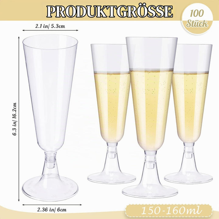 Sektgläser Kunststoff 150 ml 100 Stück transparent wiederverwendbar - Bild 2