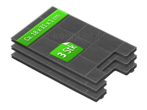 Aktivkohlefilter Dunstabzugshaube 3er-Set 18x31cm für Amica