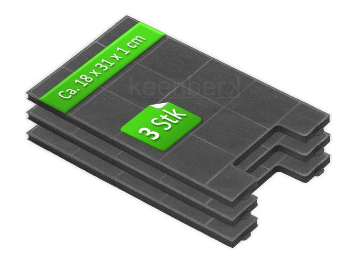 Aktivkohlefilter Dunstabzugshaube 3er-Set 18x31cm für Amica
