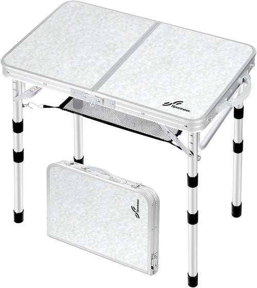 Campingtisch klappbar höhenverstellbar Aluminium 60x40 cm mit Netzablage