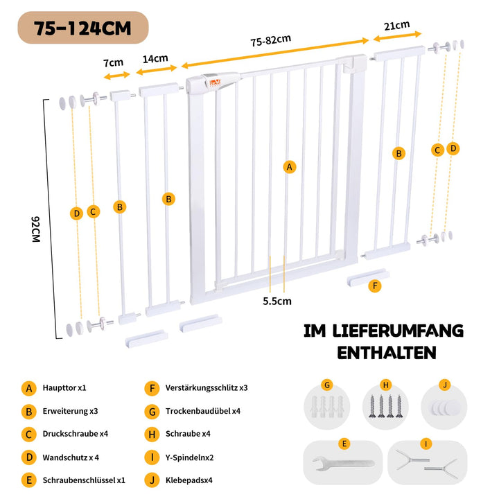 Treppenschutzgitter ohne Bohren 92 cm hoch, 75-124 cm breit, Stahl - Bild 4