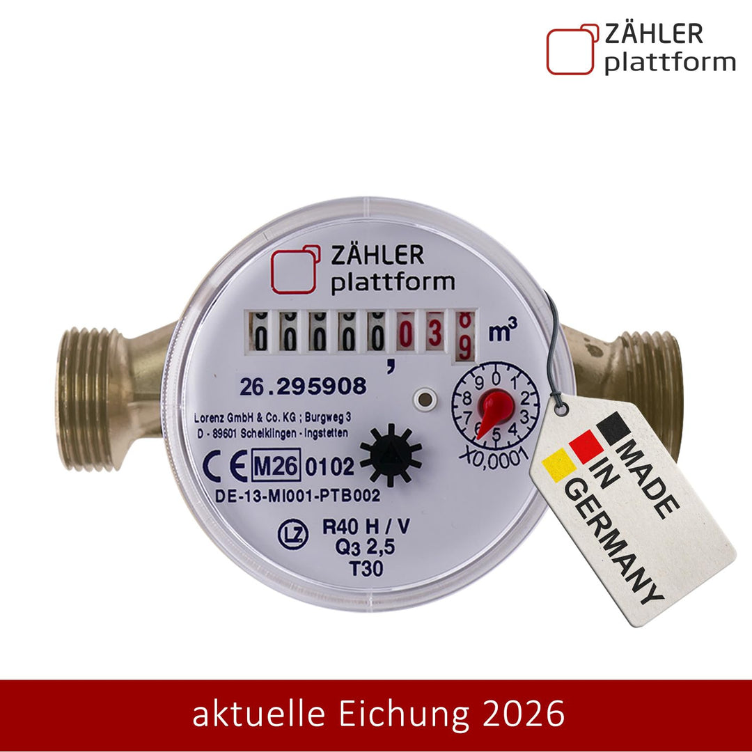 Wasserzähler Garten 3/4 Zoll Messing geeicht BL 110 mm Kaltwasser - Bild 2