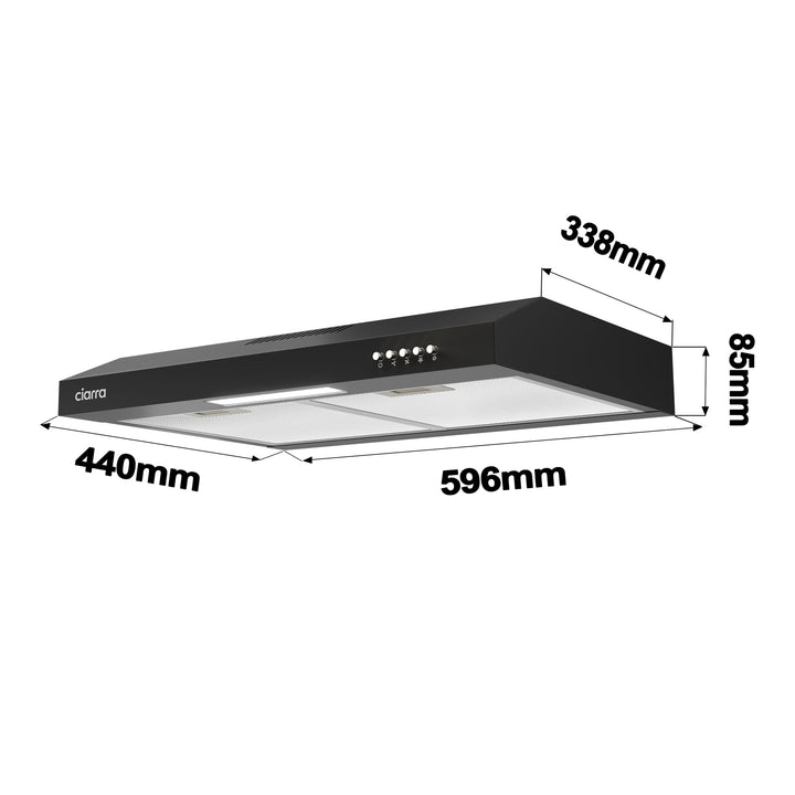 Unterbau-Dunstabzugshaube 60cm Umluft/Abluft Schwarz Matt 220m³/h - Bild 11