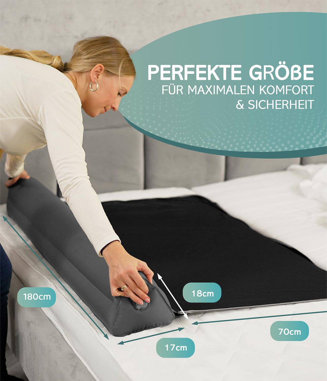 Rausfallschutz aufblasbar 180 cm 2er Set für Bett &amp; Reise - Bild 2