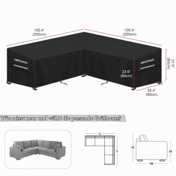 Gartenlounge Abdeckung V-Form 420D Oxford wasserdicht 255x255cm - Bild 2