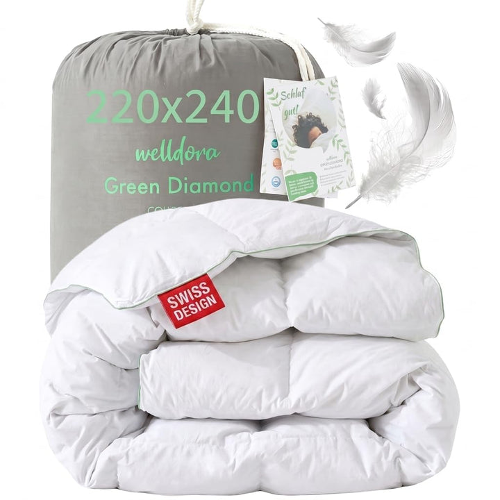 Ganzjahres-Daunendecke 220x240 cm Federn &amp; Daunen 450 gsm Oeko-Tex