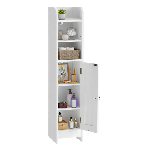 Toilettenschrank schmal Wolkenweiss MDF mit Tür 18x19x91 cm