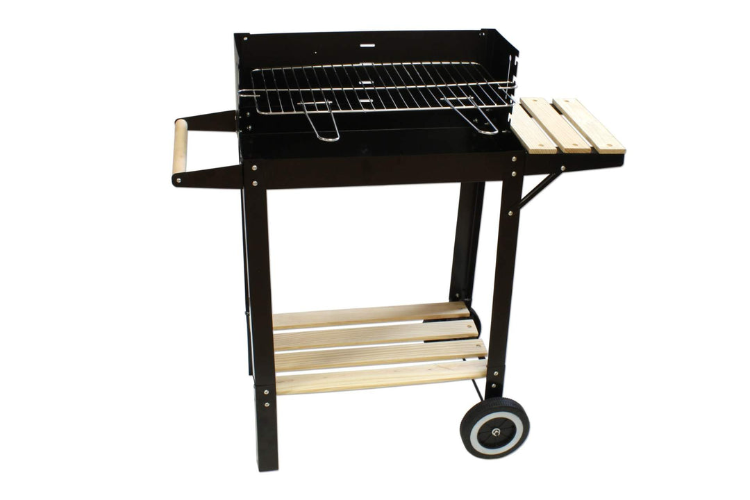 Holzkohlegrill mit Rollen Stahl 50x25cm Grillrost schwarz