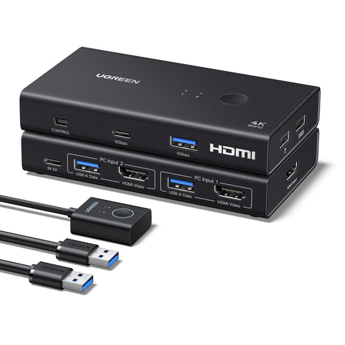 KVM Switch HDMI 2.0 USB 3.0 für 2 PCs 1 Monitor 4K@60Hz