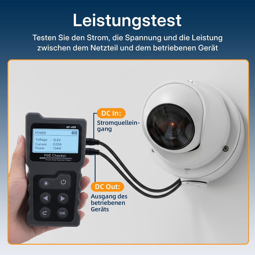 Netzwerktester RJ45 PoE LCD CAT5e CAT6 CAT6a mit LED-Leuchte - Bild 5