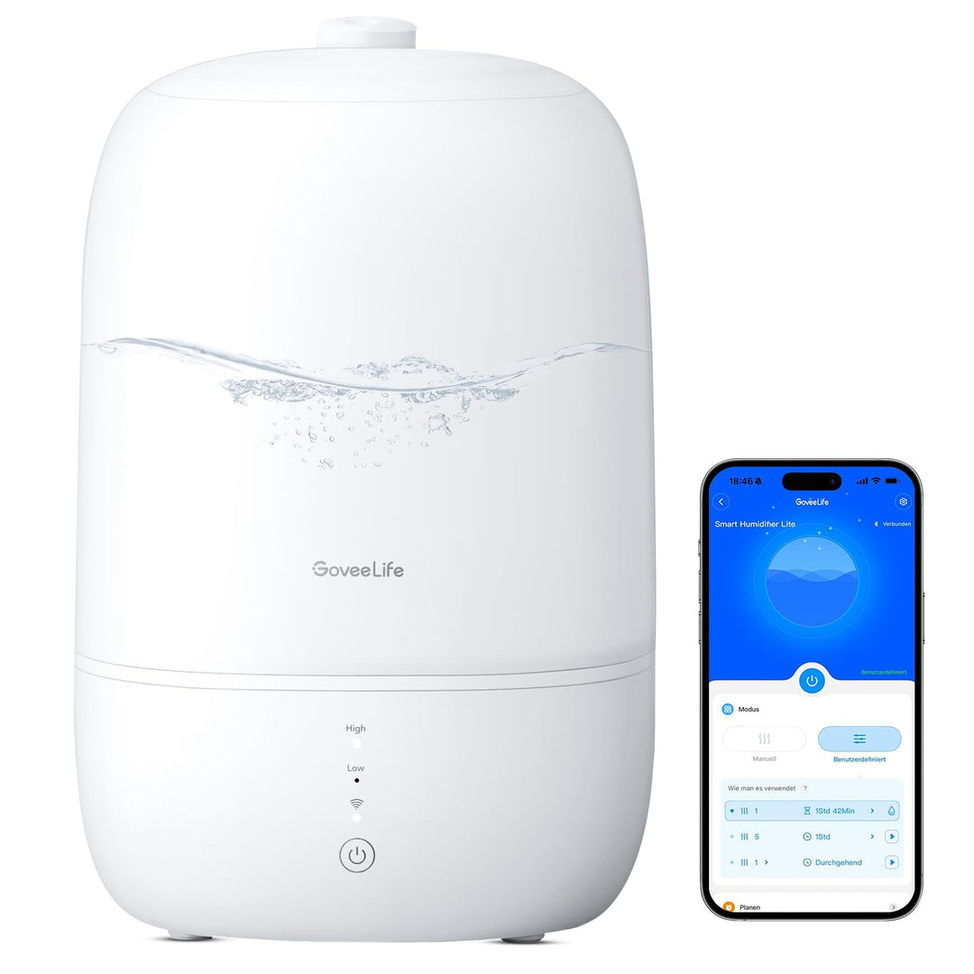 Luftbefeuchter Ultraschall 3L Top-Fill mit App-Steuerung und RGB-Licht