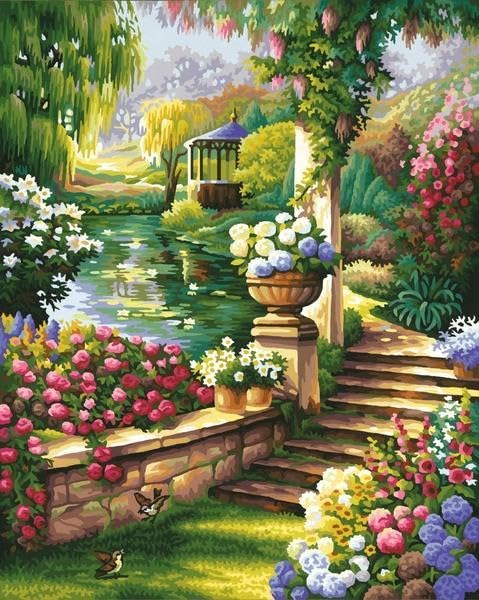 Malen nach Zahlen Gartenparadies Acryl auf Leinwand 40x50 cm - Bild 7