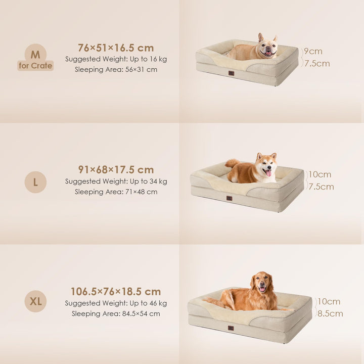 Orthopädisches Hundebett mit 4 Rändern Memory-Foam 91x68cm Beige - Bild 5