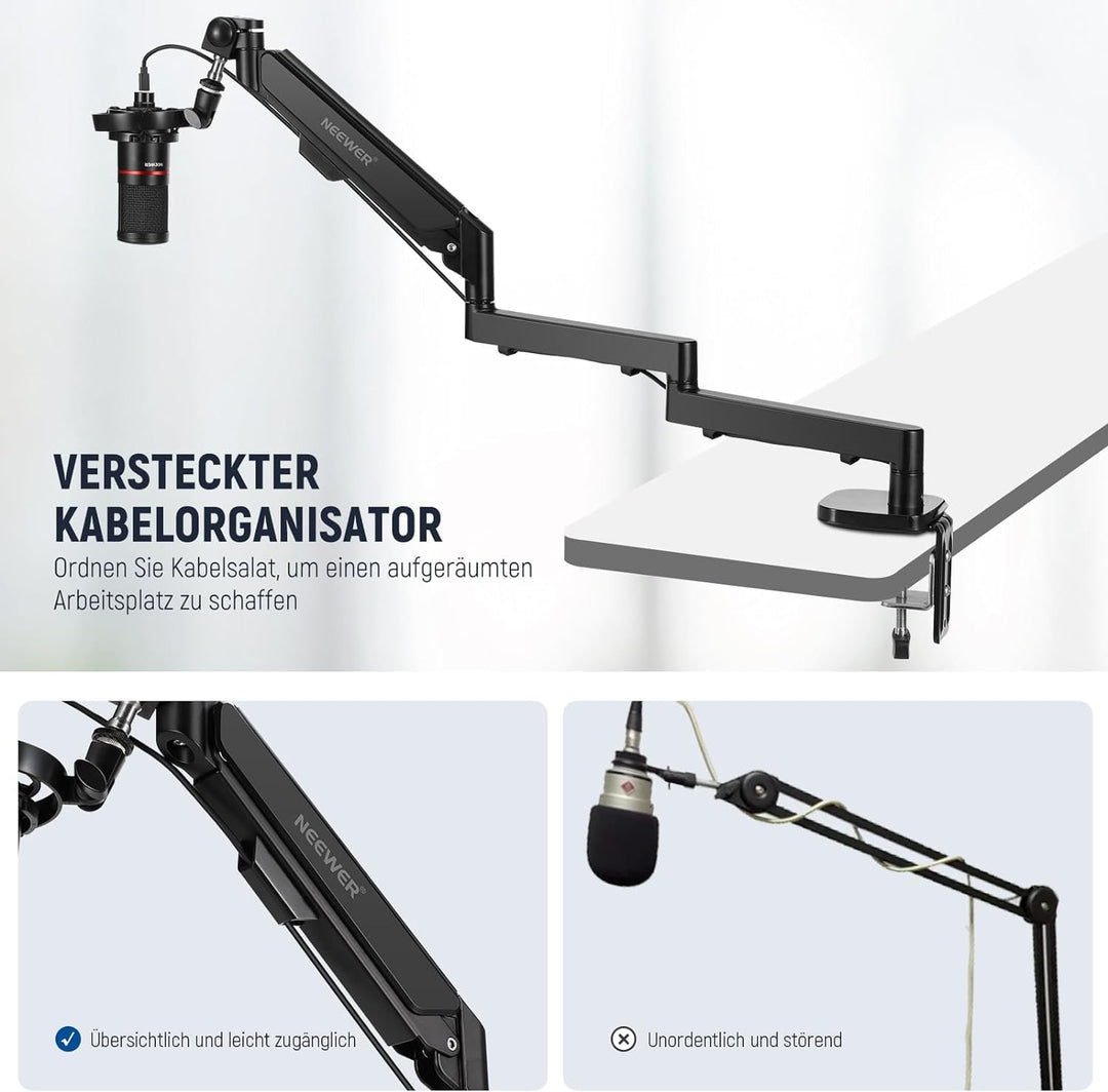 Mikrofon Tischarm flach Aluminium 76.8cm Reichweite 360° drehbar - Bild 6