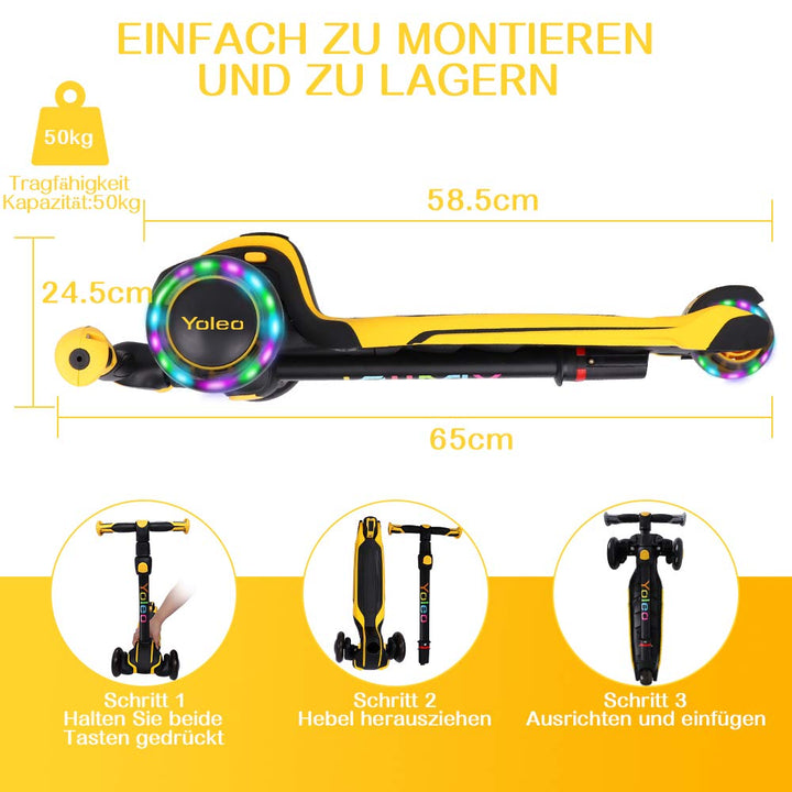 Dreirad-Scooter Kinder leuchtende Räder 4-fach höhenverstellbar 3-12 J. - Bild 5